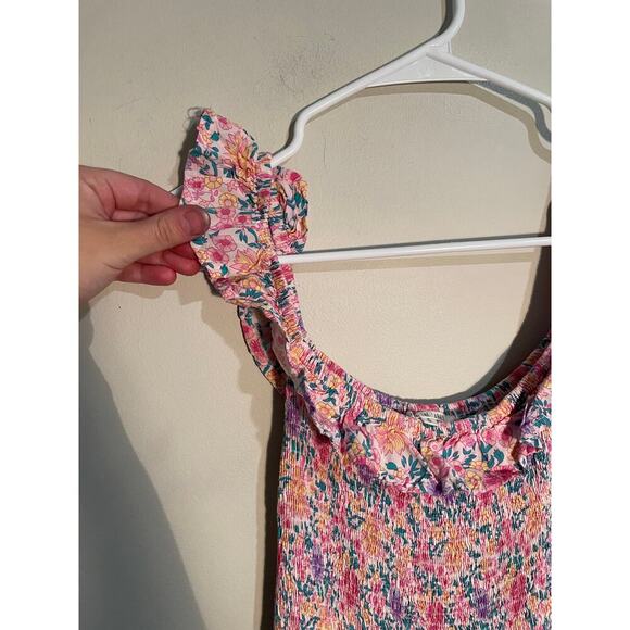 Anthropologie Abel The Label Pink Floral Smocked Tiered Off Shoulder Maxi Dress - Picture 4 of 9